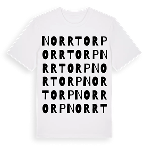 Norrtorp ordlek t-shirt – ekologisk bomull t-shirt från Pinshirt
