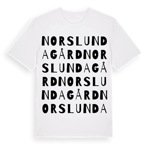 Norslunda Gård ordlek t-shirt – ekologisk bomull t-shirt från Pinshirt