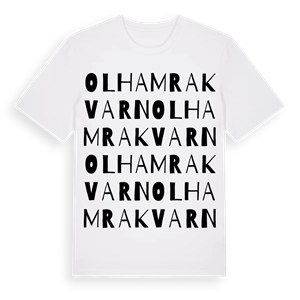 Olhamra Kvarn ordlek t-shirt – ekologisk bomull t-shirt från Pinshirt