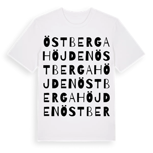 Östbergahöjden ordlek t-shirt – ekologisk bomull t-shirt från Pinshirt