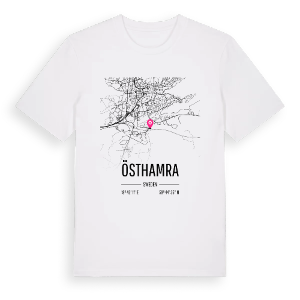 Östhamra karta t-shirt – ekologisk bomull t-shirt från Pinshirt