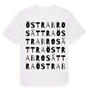 Östra Brosättra ordlek t-shirt – ekologisk bomull t-shirt från Pinshirt