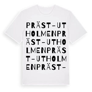 Präst-Utholmen ordlek t-shirt – ekologisk bomull t-shirt från Pinshirt