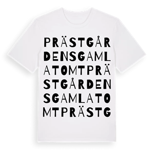 Prästgårdens gamla tomt ordlek t-shirt – ekologisk bomull t-shirt från Pinshirt