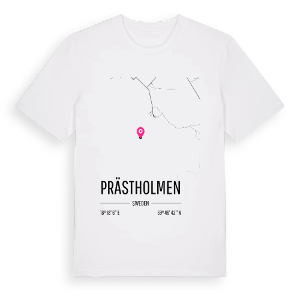 Prästholmen karta t-shirt – ekologisk bomull t-shirt från Pinshirt