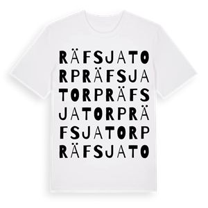 Räfsjatorp ordlek t-shirt – ekologisk bomull t-shirt från Pinshirt