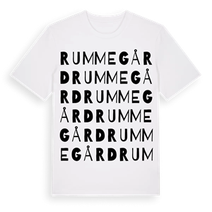 Rumme gård ordlek t-shirt – ekologisk bomull t-shirt från Pinshirt
