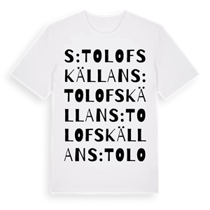 S:t Olofskällan ordlek t-shirt – ekologisk bomull t-shirt från Pinshirt