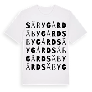 Säby gård ordlek t-shirt – ekologisk bomull t-shirt från Pinshirt