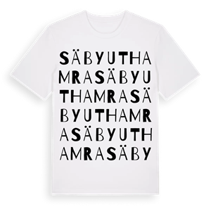 Säby Uthamra ordlek t-shirt – ekologisk bomull t-shirt från Pinshirt