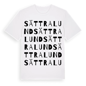 Sättralund ordlek t-shirt – ekologisk bomull t-shirt från Pinshirt