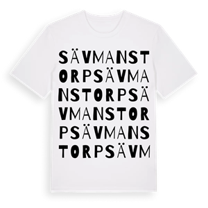 Sävmanstorp ordlek t-shirt – ekologisk bomull t-shirt från Pinshirt