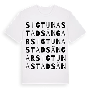 Sigtuna Stadsängar ordlek t-shirt – ekologisk bomull t-shirt från Pinshirt