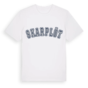 Skarplöt college t-shirt – ekologisk bomull t-shirt från Pinshirt