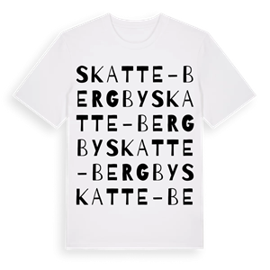 Skatte-Bergby ordlek t-shirt – ekologisk bomull t-shirt från Pinshirt