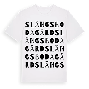 Slängsboda Gård ordlek t-shirt – ekologisk bomull t-shirt från Pinshirt