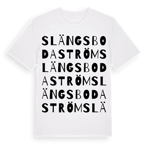 Slängsboda Ström ordlek t-shirt – ekologisk bomull t-shirt från Pinshirt