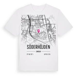 Söderhöjden karta t-shirt – ekologisk bomull t-shirt från Pinshirt