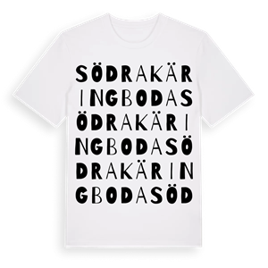 Södra Käringboda ordlek t-shirt – ekologisk bomull t-shirt från Pinshirt