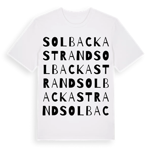 Solbacka Strand ordlek t-shirt – ekologisk bomull t-shirt från Pinshirt