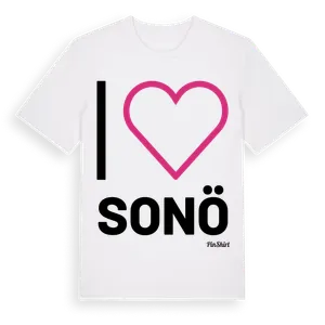 Jag älskar Sonö t-shirt stort tryck – ekologisk bomull t-shirt från Pinshirt