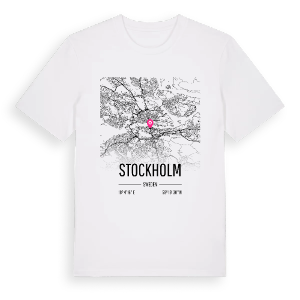 Stockholm karta t-shirt – ekologisk bomull t-shirt från Pinshirt