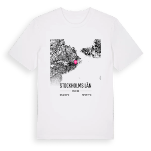 Stockholms län karta t-shirt – ekologisk bomull t-shirt från PinShirt