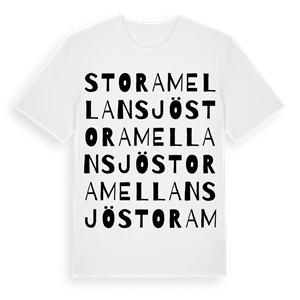 Stora Mellansjö ordlek t-shirt – ekologisk bomull t-shirt från Pinshirt