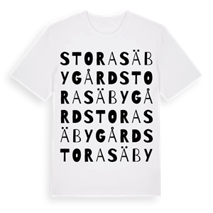 Stora Säby Gård ordlek t-shirt – ekologisk bomull t-shirt från Pinshirt