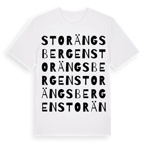 Storängsbergen ordlek t-shirt – ekologisk bomull t-shirt från Pinshirt
