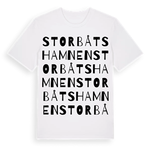 Storbåtshamnen ordlek t-shirt – ekologisk bomull t-shirt från Pinshirt