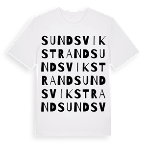 Sundsvik strand ordlek t-shirt – ekologisk bomull t-shirt från Pinshirt