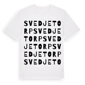 Svedjetorp ordlek t-shirt – ekologisk bomull t-shirt från Pinshirt