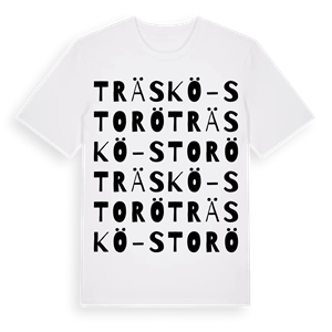 Träskö-Storö ordlek t-shirt – ekologisk bomull t-shirt från Pinshirt