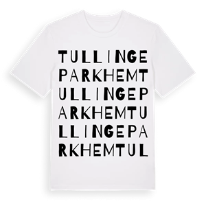 Tullinge parkhem ordlek t-shirt – ekologisk bomull t-shirt från Pinshirt