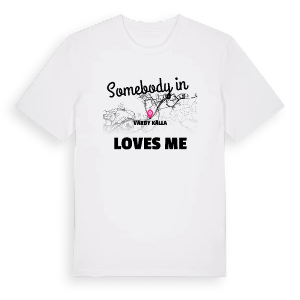 Någon i Vårby källa älskar mig t-shirt – ekologisk bomull t-shirt från Pinshirt