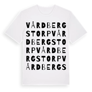 Vårdbergstorp ordlek t-shirt – ekologisk bomull t-shirt från Pinshirt