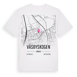 Väsbyskogen karta t-shirt – ekologisk bomull t-shirt från Pinshirt