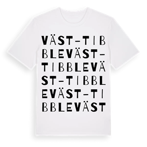 Väst-Tibble ordlek t-shirt – ekologisk bomull t-shirt från Pinshirt