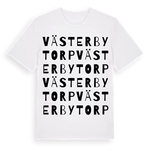 Västerbytorp ordlek t-shirt – ekologisk bomull t-shirt från Pinshirt