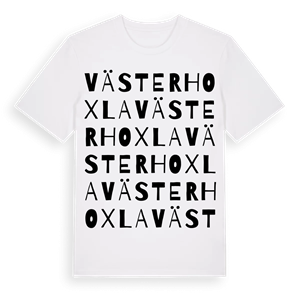 Västerhoxla ordlek t-shirt – ekologisk bomull t-shirt från Pinshirt