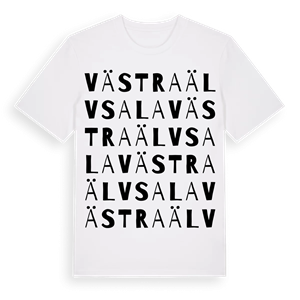 Västra Älvsala ordlek t-shirt – ekologisk bomull t-shirt från Pinshirt
