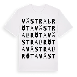 Västra Bröta ordlek t-shirt – ekologisk bomull t-shirt från Pinshirt