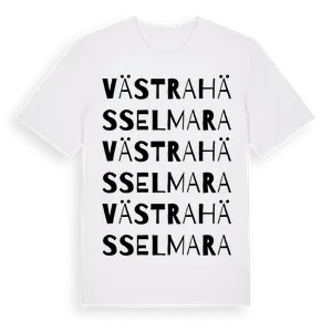 Västra Hässelmara ordlek t-shirt – ekologisk bomull t-shirt från Pinshirt