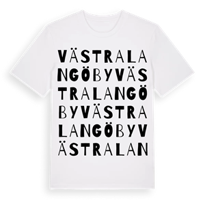 Västra Langö by ordlek t-shirt – ekologisk bomull t-shirt från Pinshirt