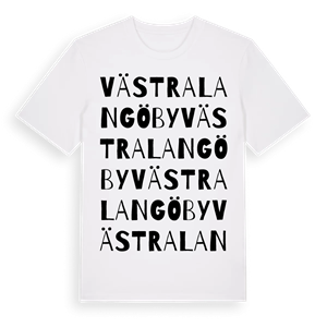 Västra Langö by ordlek t-shirt – ekologisk bomull t-shirt från Pinshirt