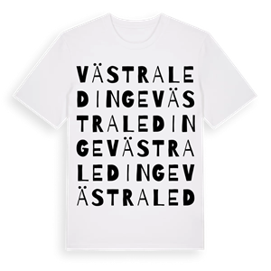 Västra Ledinge ordlek t-shirt – ekologisk bomull t-shirt från Pinshirt