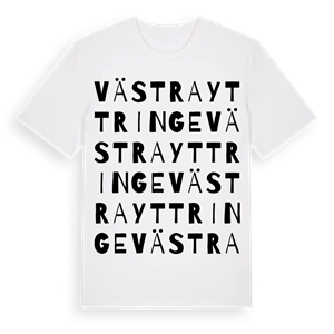 Västra Yttringe ordlek t-shirt – ekologisk bomull t-shirt från Pinshirt