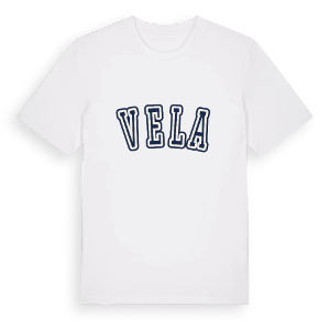 Vela college t-shirt – ekologisk bomull t-shirt från Pinshirt