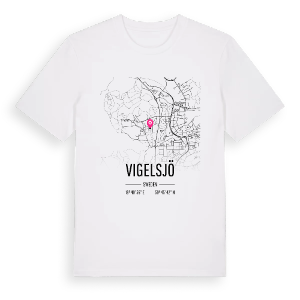 Vigelsjö karta t-shirt – ekologisk bomull t-shirt från Pinshirt